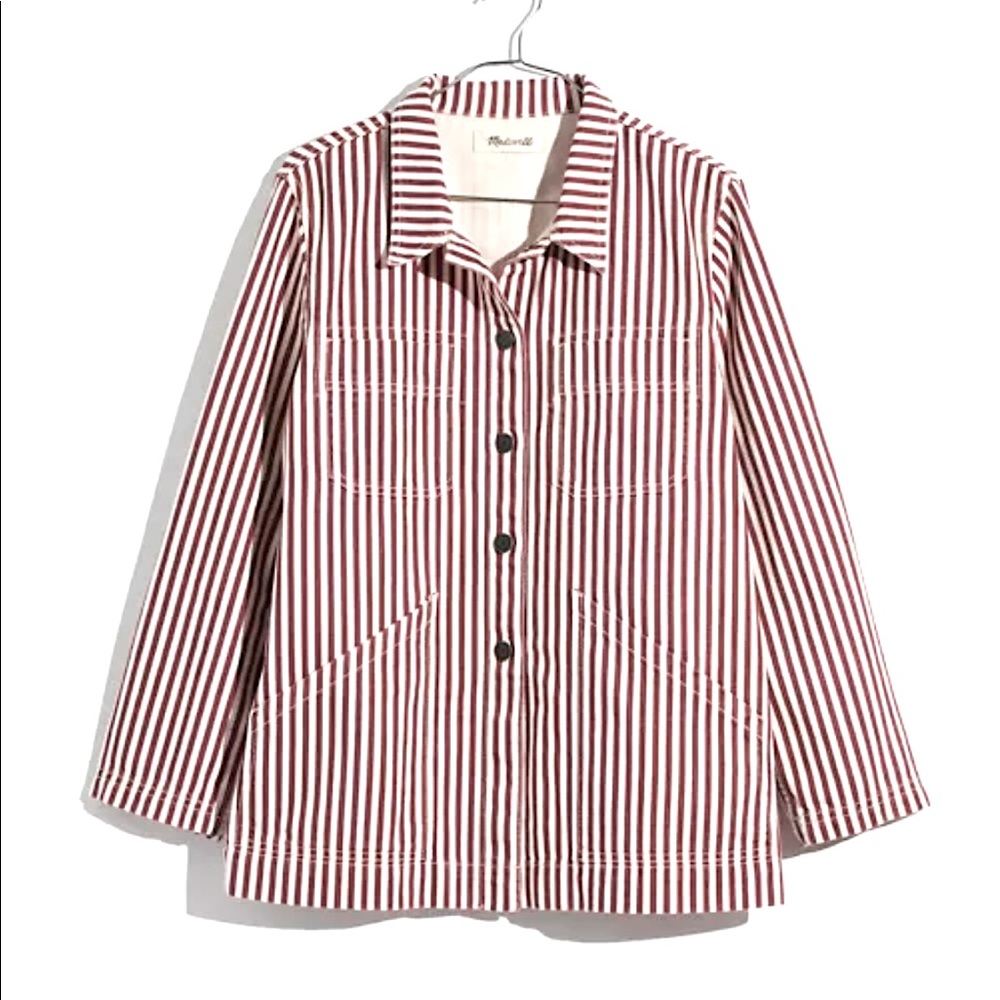 Madewell Denim Patch Pocket Chore Coat in Stripe